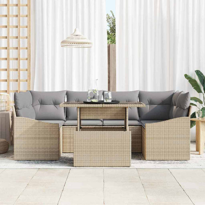 Set de canapele pentru grădină 7 pcs bej și gri deschis - WALTI WALTI