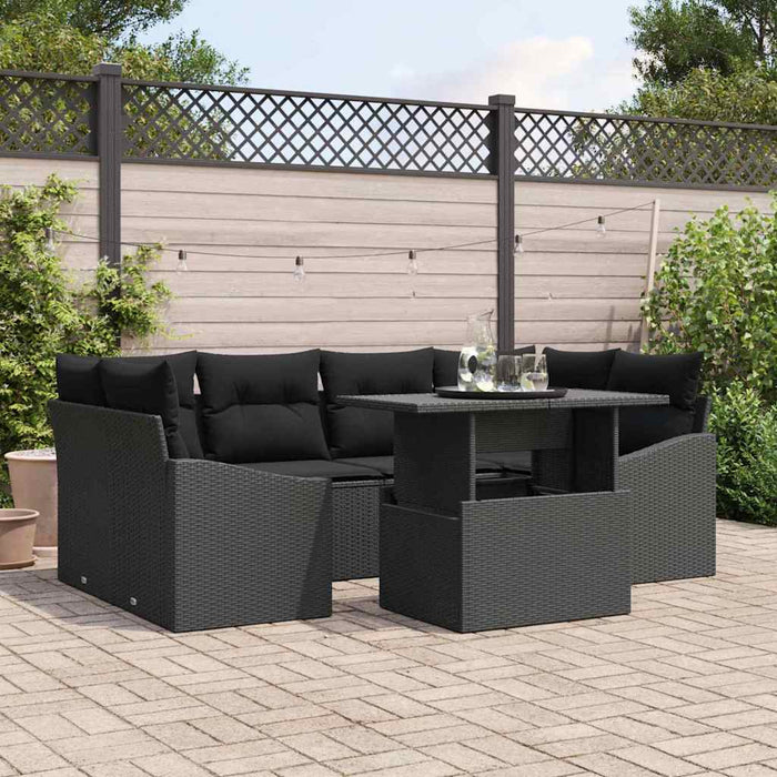 Set de canapele pentru grădină cu pernă 7 pcs Negru poliratan - WALTI WALTI