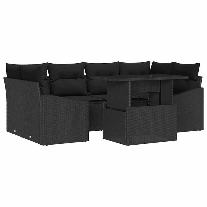 Set de canapele pentru grădină cu pernă 7 pcs Negru poliratan - WALTI WALTI
