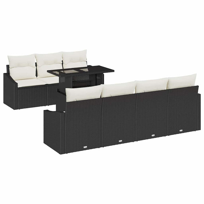Set de canapele pentru grădină cu pernă 8 pcs negru și crem - WALTI WALTI