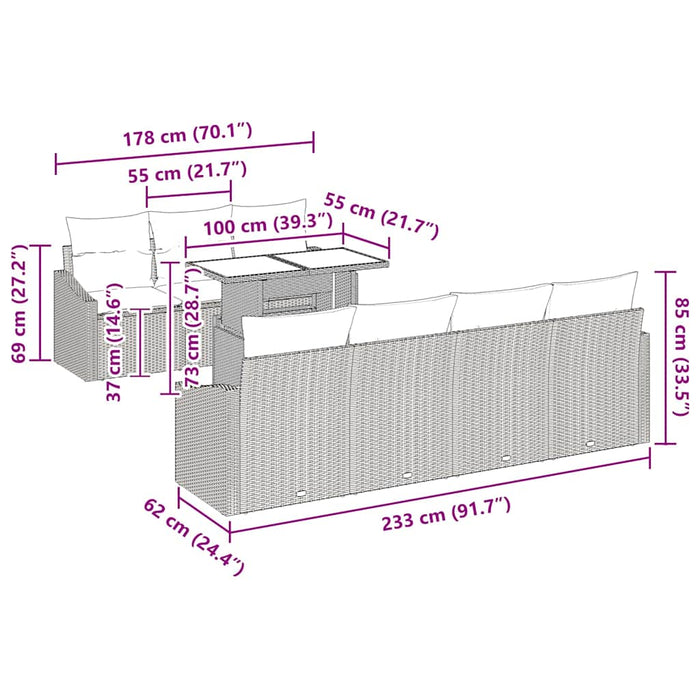 Set de canapele pentru grădină cu pernă 8 pcs maro și crem - WALTI WALTI