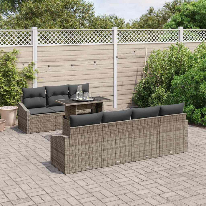 Set de canapele pentru grădină cu pernă 8 pcs Gri poliratan - WALTI WALTI