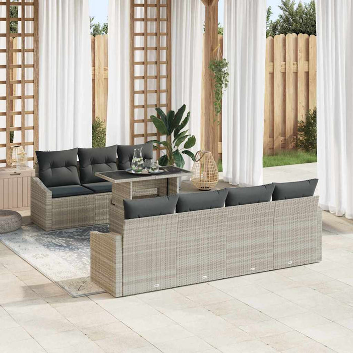 Set de canapele pentru grădină cu pernă 8 pcs Gri deschis - WALTI WALTI