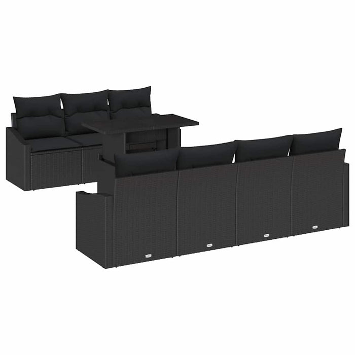 Set de canapele pentru grădină cu pernă 8 pcs Negru poliratan - WALTI WALTI