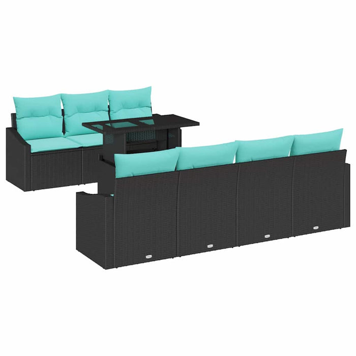 Set de canapele pentru grădină cu pernă 8 pcs Negru și Albastru WALTI