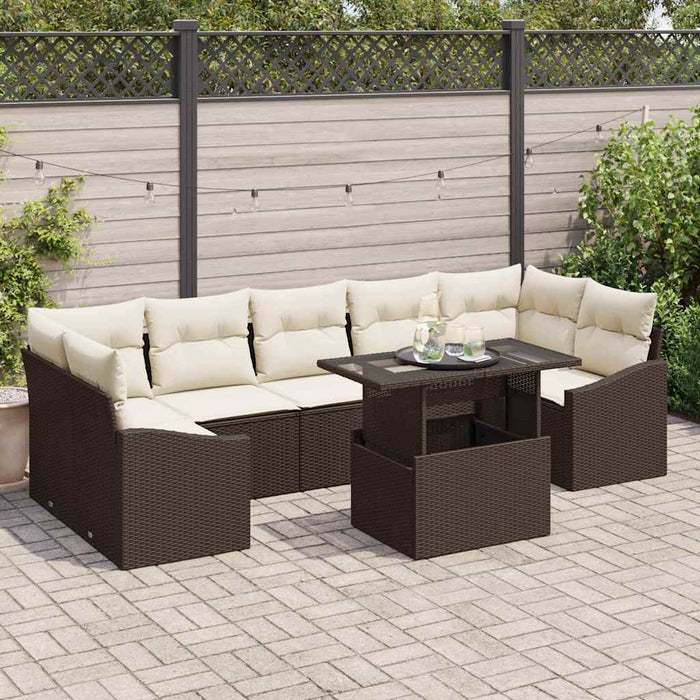 Set de canapele pentru grădină cu pernă 8 pcs maro și crem - WALTI WALTI