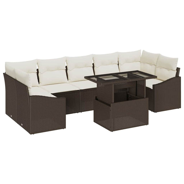 Set de canapele pentru grădină cu pernă 8 pcs maro și crem - WALTI WALTI