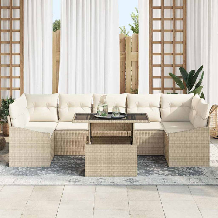Set de canapele pentru grădină cu pernă 8 pcs bej și crem - WALTI WALTI