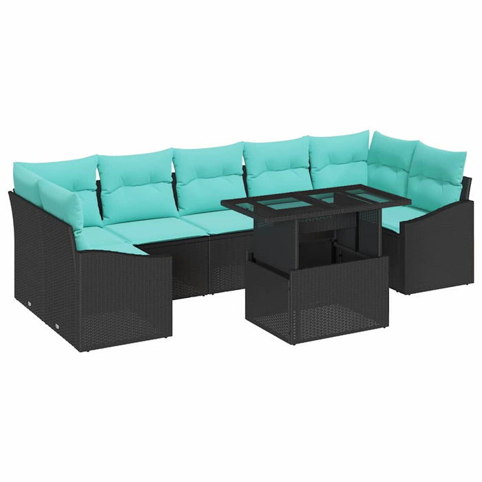 Set de canapele pentru grădină cu pernă 8 pcs Negru și Albastru WALTI