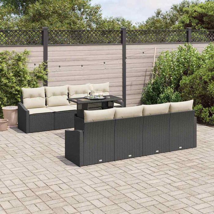 Set de canapele pentru grădină cu pernă 7 pcs negru și crem - WALTI WALTI