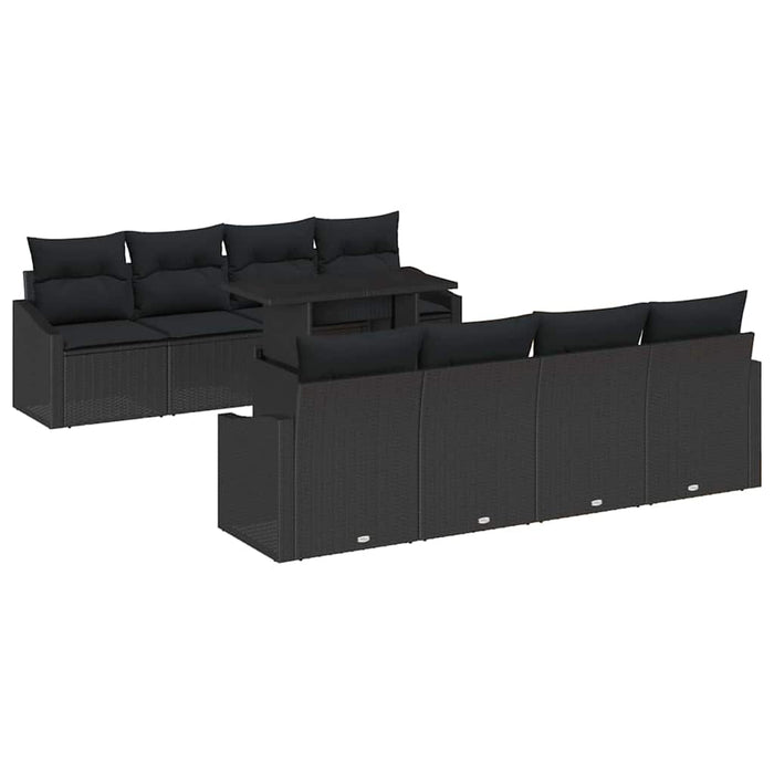 Set de canapele pentru grădină cu pernă 7 pcs Negru poliratan - WALTI WALTI