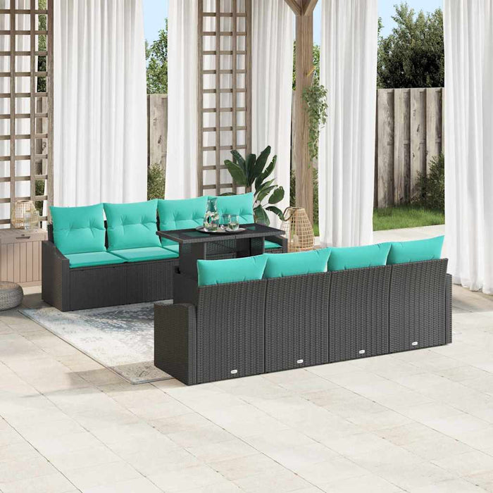Set de canapele pentru grădină cu pernă 7 pcs Negru și Albastru WALTI