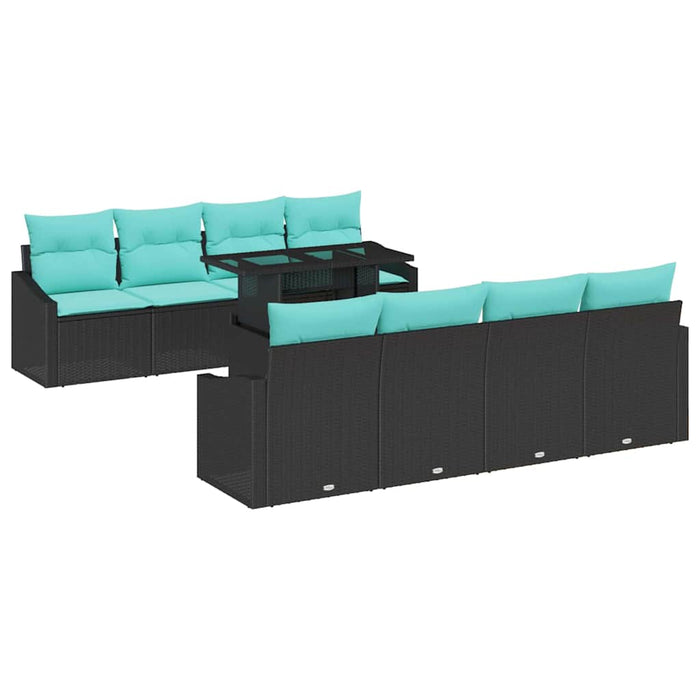 Set de canapele pentru grădină cu pernă 7 pcs Negru și Albastru WALTI