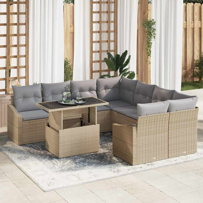 Set de canapele pentru grădină 9 pcs bej și gri deschis - WALTI WALTI
