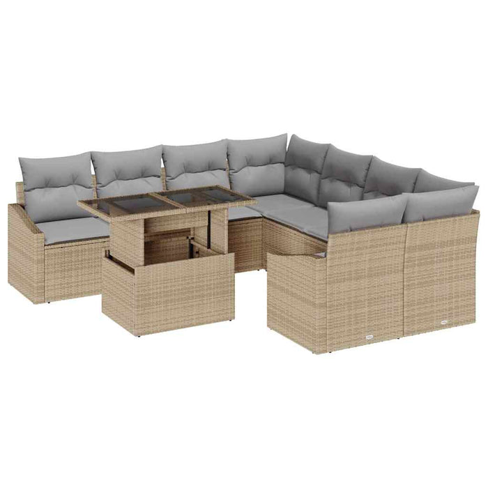 Set de canapele pentru grădină 9 pcs bej și gri deschis - WALTI WALTI