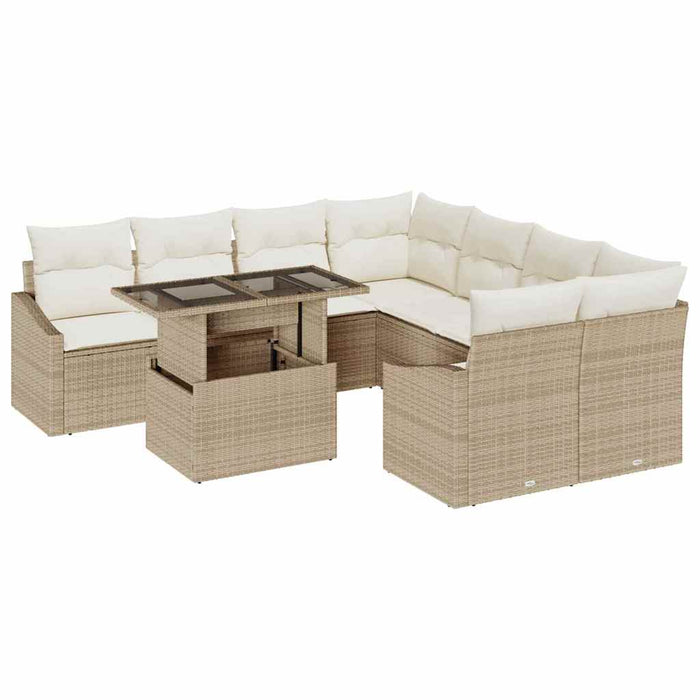 Set de canapele pentru grădină cu pernă 9 pcs bej și crem - WALTI WALTI