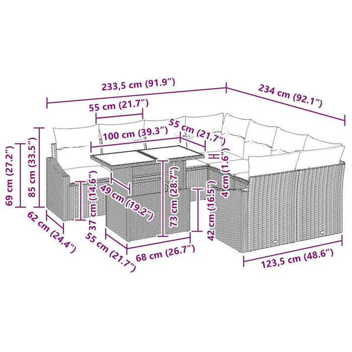 Set de canapele pentru grădină cu pernă 9 pcs bej și crem - WALTI WALTI
