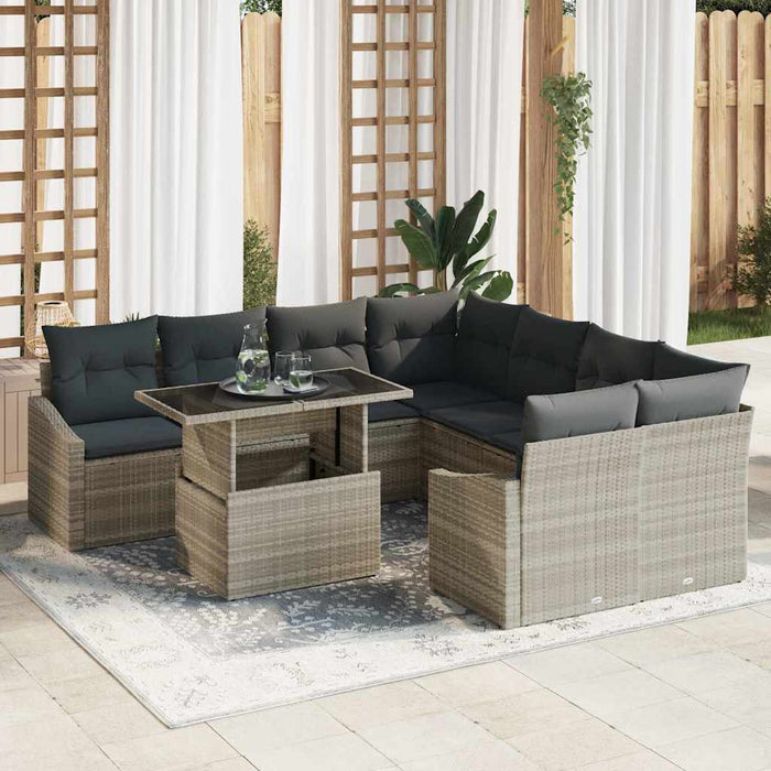 Set de canapele pentru grădină cu pernă 9 pcs Gri deschis - WALTI WALTI