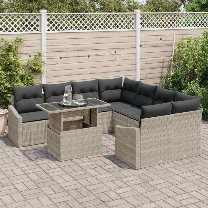 Set de canapele pentru grădină cu pernă 9 pcs Gri deschis - WALTI WALTI