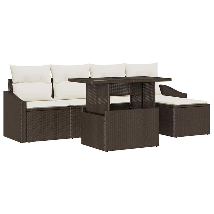 Set de canapele pentru grădină cu pernă 6 pcs maro și crem - WALTI WALTI