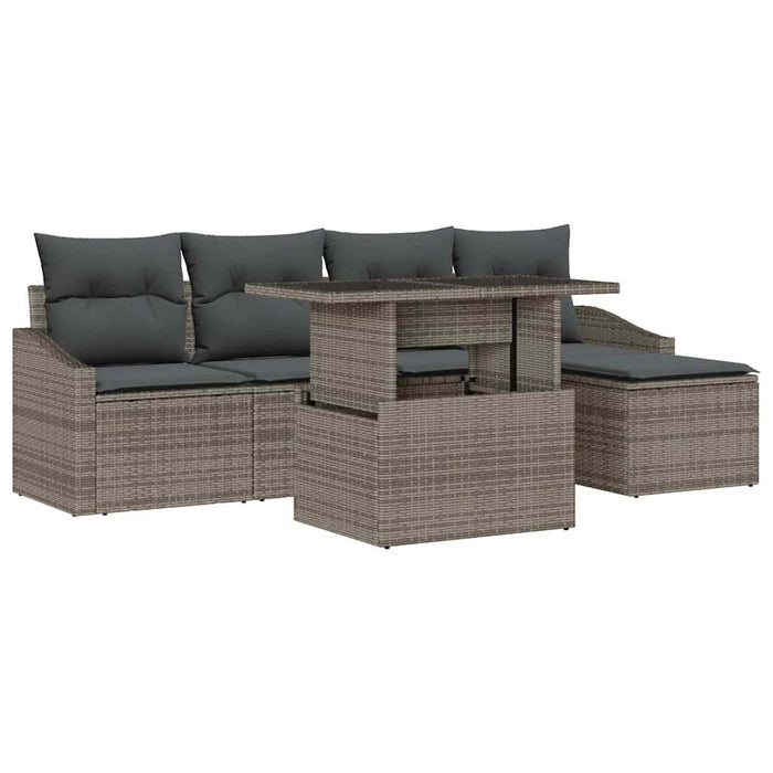 Set de canapele pentru grădină cu pernă 6 pcs Gri poliratan - WALTI WALTI