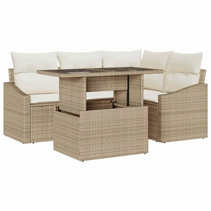 Set de canapele pentru grădină 5 pcs Bej și crem poliratan WALTI