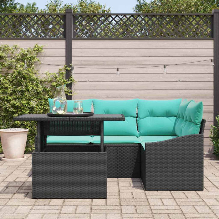 Set de canapele pentru grădină cu pernă 5 pcs Negru și albastru WALTI