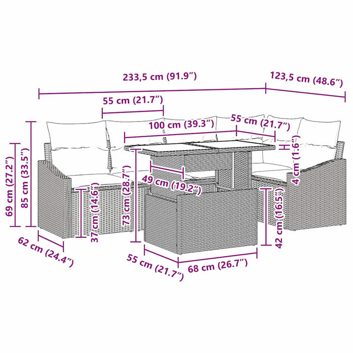 Set de canapele pentru grădină cu pernă 6 pcs Gri deschis - WALTI WALTI
