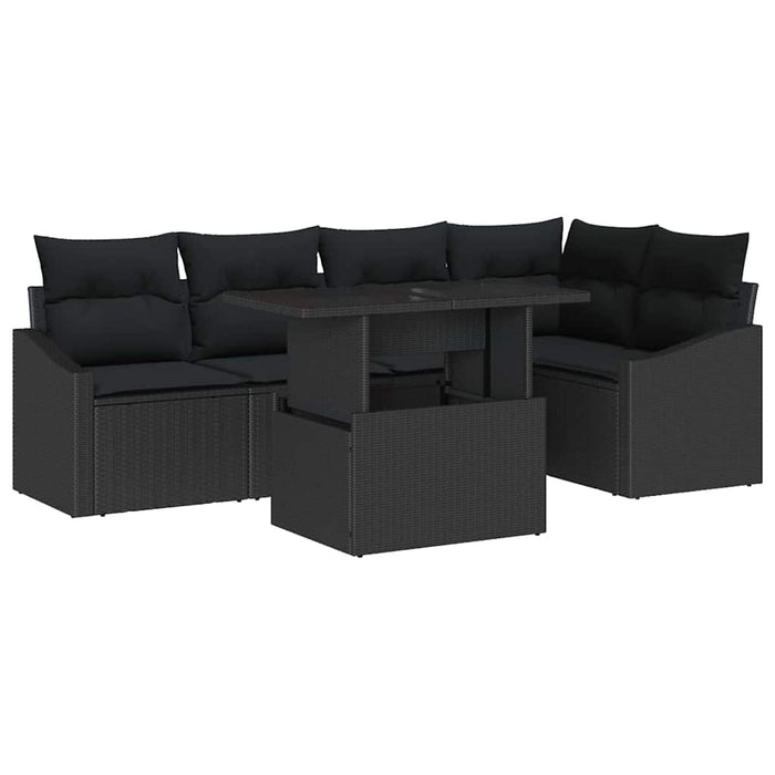 Set de canapele pentru grădină cu pernă 6 pcs Negru poliratan - WALTI WALTI