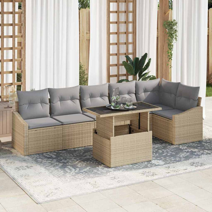 Set de canapele pentru grădină 7 pcs bej și gri deschis - WALTI WALTI