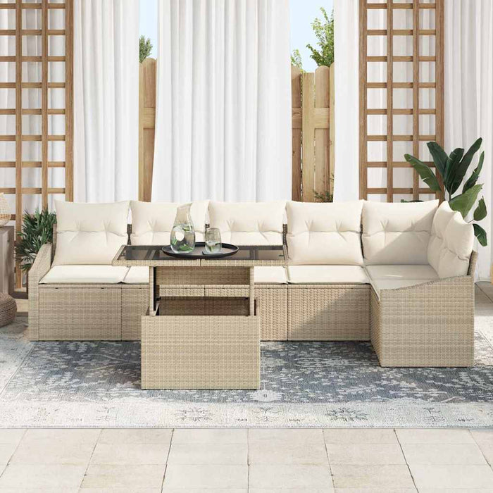 Set de canapele pentru grădină cu pernă 7 pcs bej și crem - WALTI WALTI