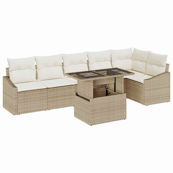 Set de canapele pentru grădină cu pernă 7 pcs bej și crem - WALTI WALTI