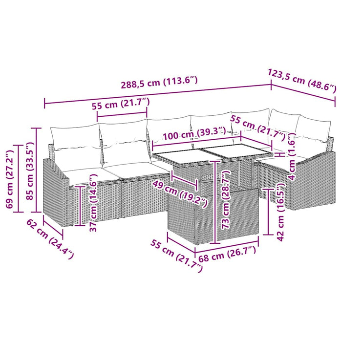 Set de canapele pentru grădină cu pernă 7 pcs Gri deschis - WALTI WALTI