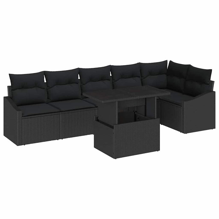 Set de canapele pentru grădină cu pernă 7 pcs Negru poliratan - WALTI WALTI