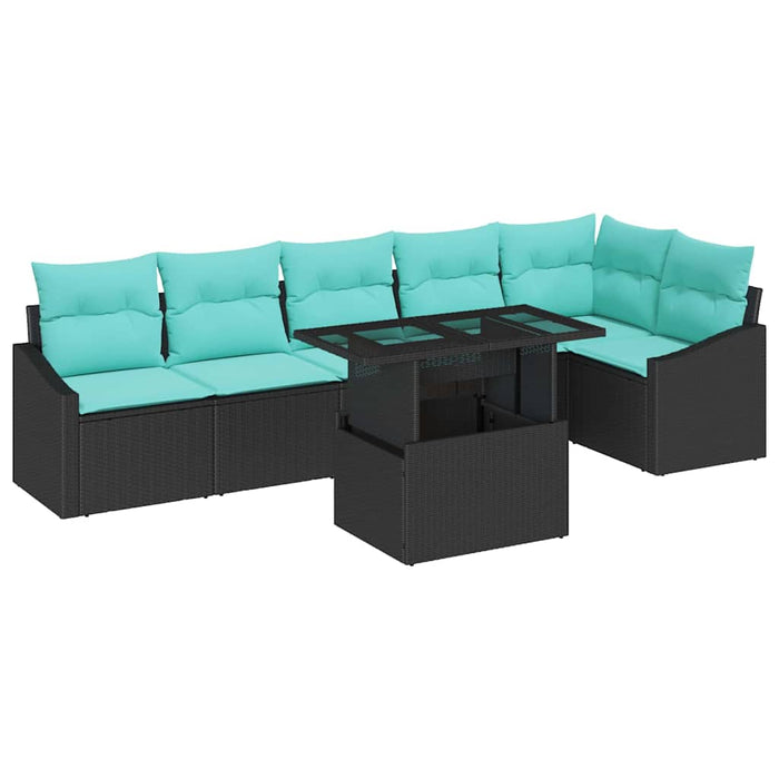 Set de canapele pentru grădină cu pernă 7 pcs Negru și albastru WALTI