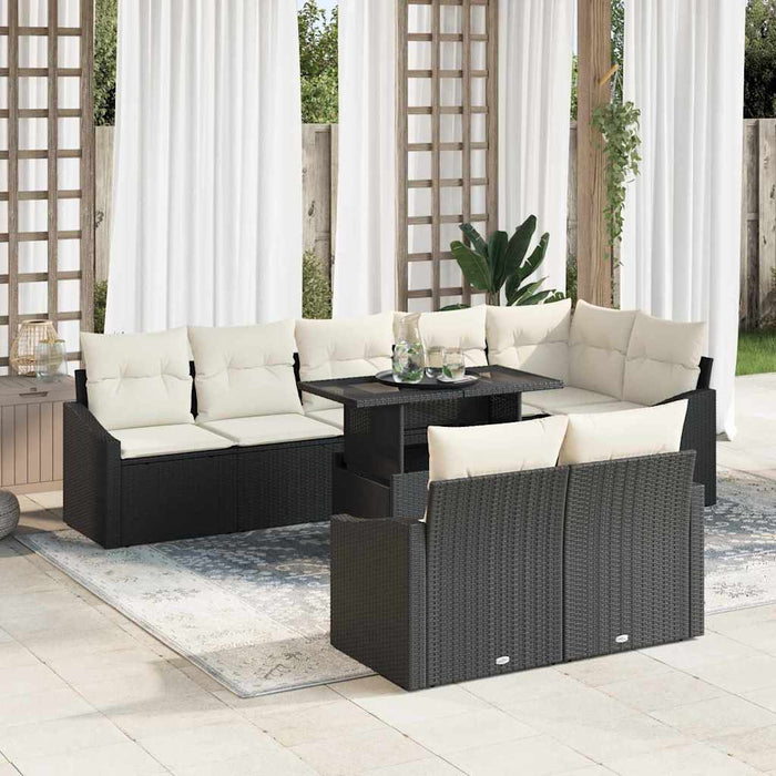 Set de canapele pentru grădină cu pernă 9 pcs negru și crem - WALTI WALTI