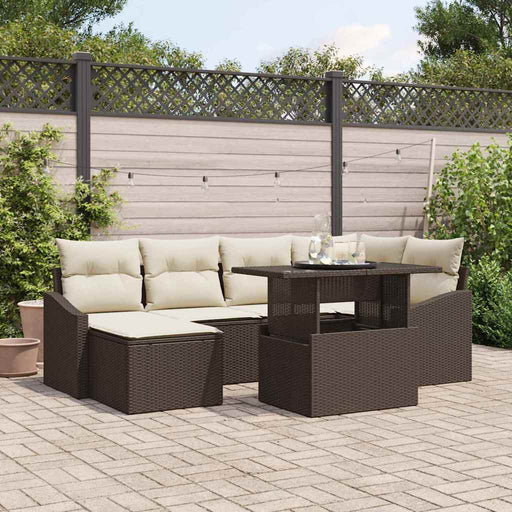 Set de canapele pentru grădină cu pernă 7 pcs maro și crem - WALTI WALTI