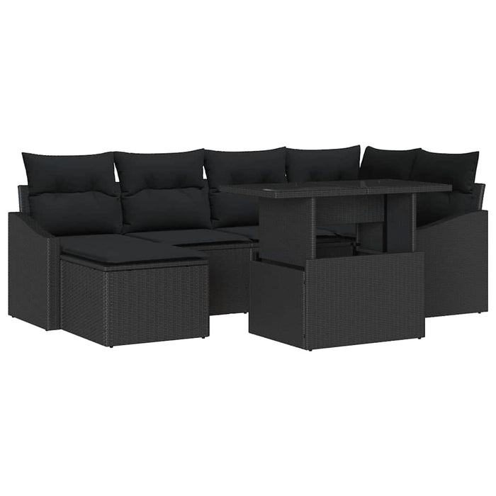 Set de canapele pentru grădină cu pernă 7 pcs Negru - WALTI WALTI