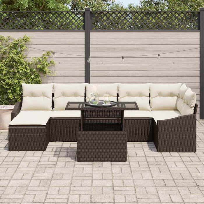 Set de canapele pentru grădină cu pernă 8 pcs maro și crem - WALTI WALTI