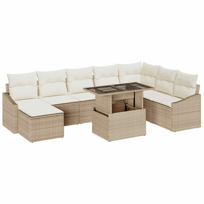 Set de canapele pentru grădină cu pernă 9 pcs bej și crem - WALTI WALTI