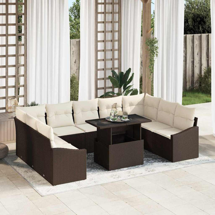 Set de canapele pentru grădină cu pernă 10 pcs maro și crem - WALTI WALTI