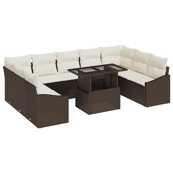 Set de canapele pentru grădină cu pernă 10 pcs maro și crem - WALTI WALTI