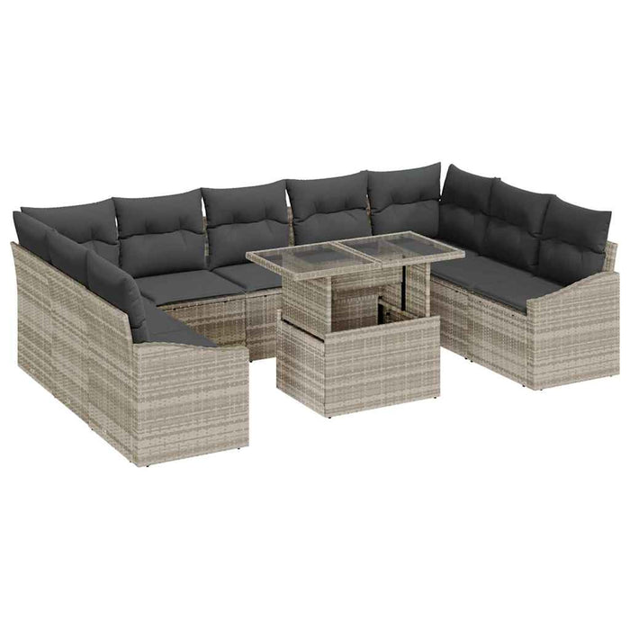 Set de canapele pentru grădină cu pernă 10 pcs Gri deschis - WALTI WALTI