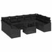 Set de canapea cu pernă Manual 10 pcs Negru poliratan - WALTI WALTI