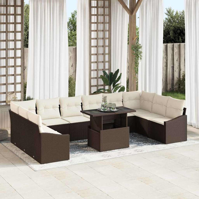 Set de canapele pentru grădină cu pernă 11 pcs maro și crem - WALTI WALTI