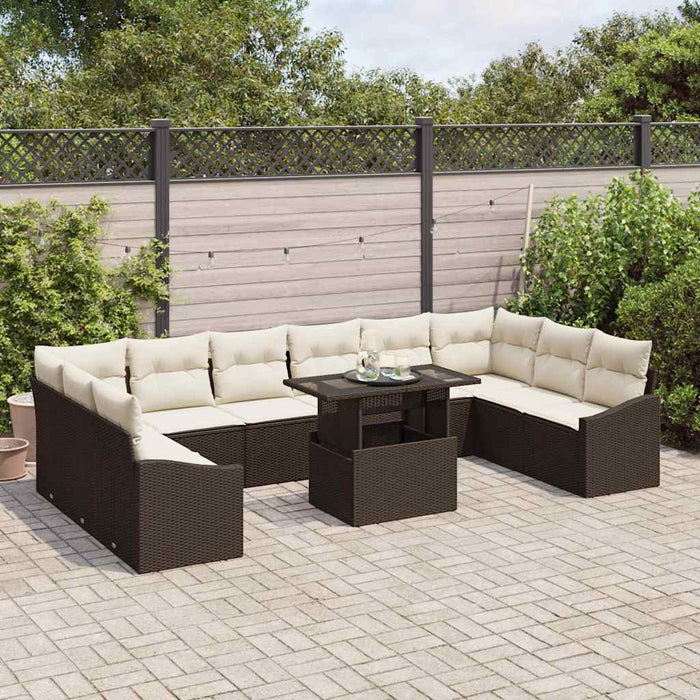 Set de canapele pentru grădină cu pernă 11 pcs maro și crem - WALTI WALTI
