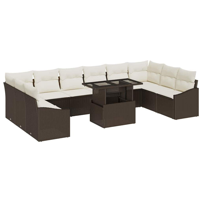 Set de canapele pentru grădină cu pernă 11 pcs maro și crem - WALTI WALTI