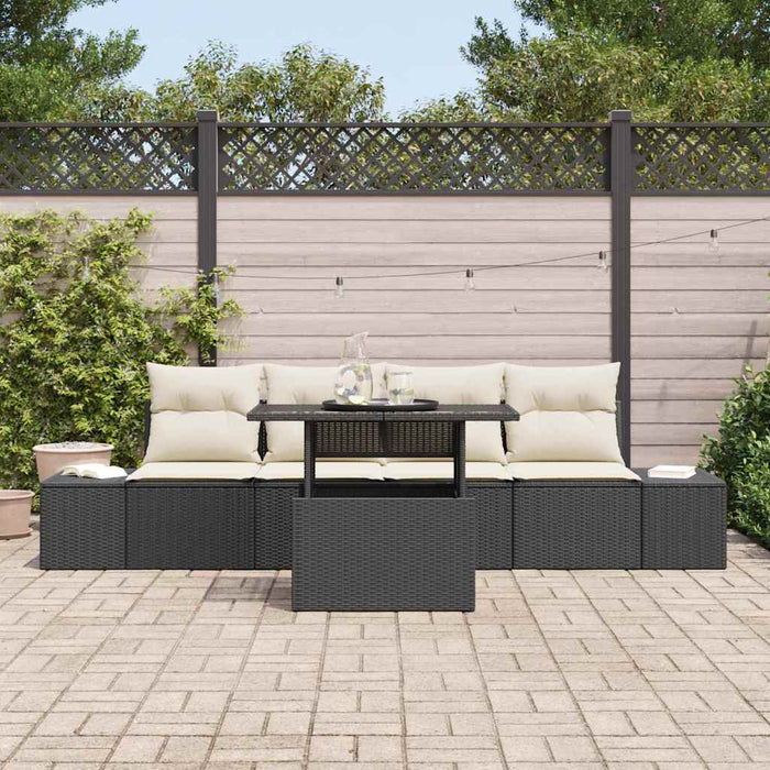Set de canapele pentru grădină cu pernă 5 pcs negru și crem - WALTI WALTI