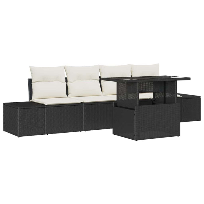 Set de canapele pentru grădină cu pernă 5 pcs negru și crem - WALTI WALTI