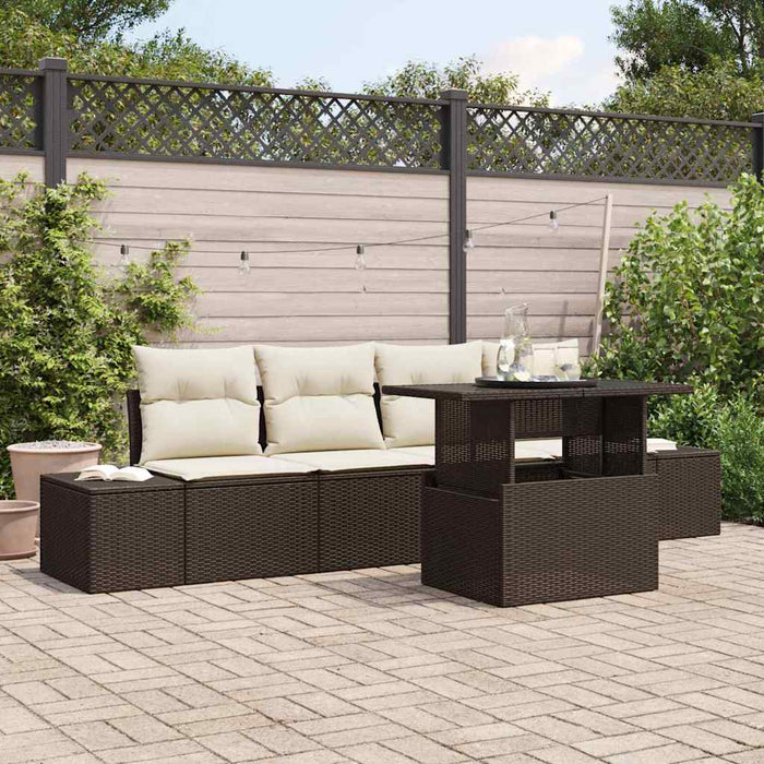 Set de canapele pentru grădină cu pernă 5 pcs maro și crem - WALTI WALTI